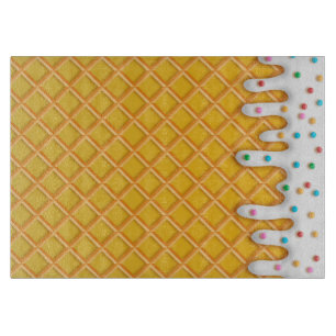 Ice Cream Drip Waffle Cone With Sprinkles Cutting Board