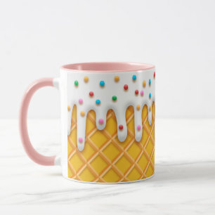 Ice Cream Drip Waffle Cone With Sprinkles Mug