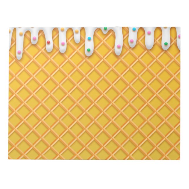 Ice Cream Drip Waffle Cone With Sprinkles Notepad (Front)