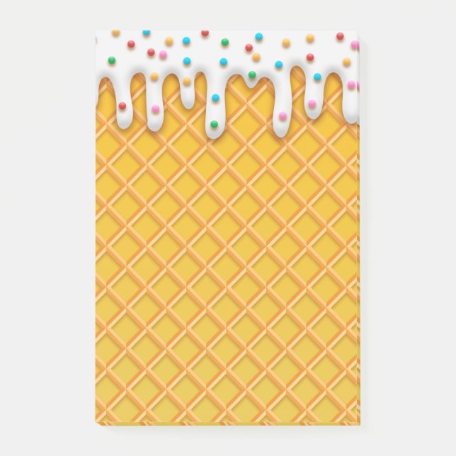 Ice Cream Drip Waffle Cone With Sprinkles Post-it Notes (Front)