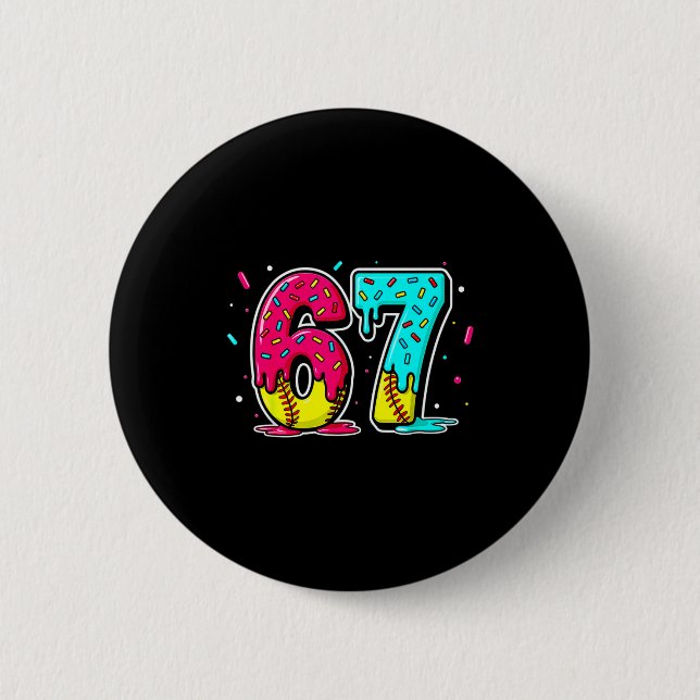 Ice Cream Dripng Softball Drip Funny 6 7 Six Seven 6 Cm Round Badge (Front)