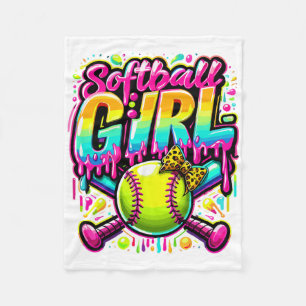 Ice Cream Dripping Softll Girl Player Softll T Fleece Blanket
