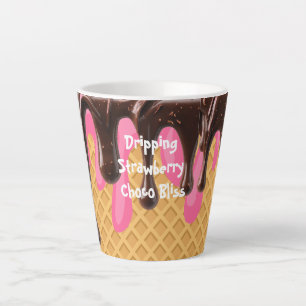 Ice Cream,Dripping Strawberry Choco Bliss Latte Mug