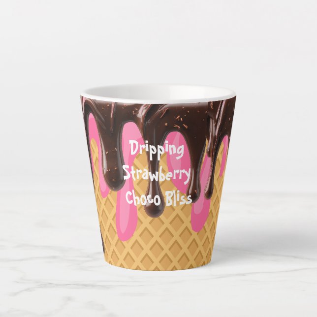 Ice Cream,Dripping Strawberry Choco Bliss Latte Mug (Front)