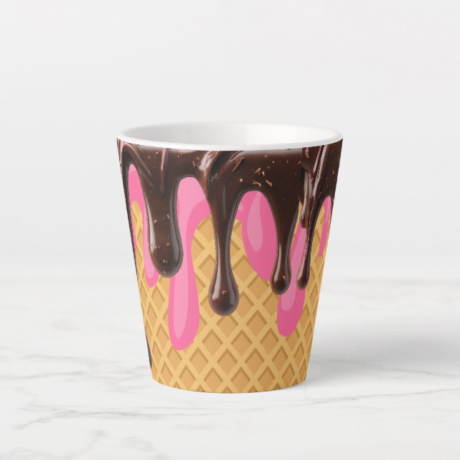 Ice Cream,Dripping Strawberry Choco Bliss Latte Mug (Front)