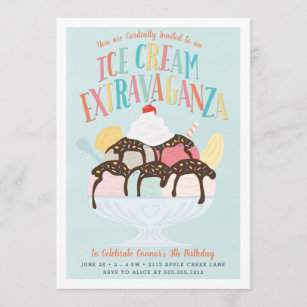 Ice Cream Extravaganza Birthday Party Invitation
