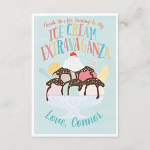 Ice Cream Extravaganza Birthday Party Thank You Invitation