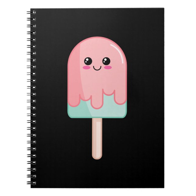 Ice Cream Face Kawaii Food Art Notebook (Front)