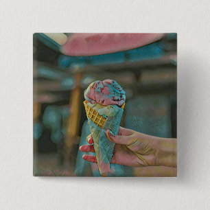 Ice cream flavour 15 cm square badge