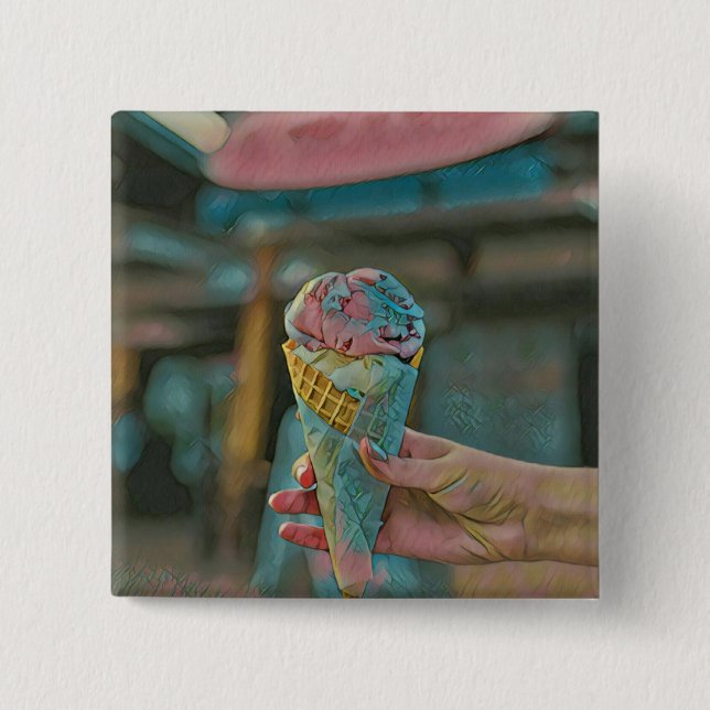 Ice cream flavour 15 cm square badge (Front)