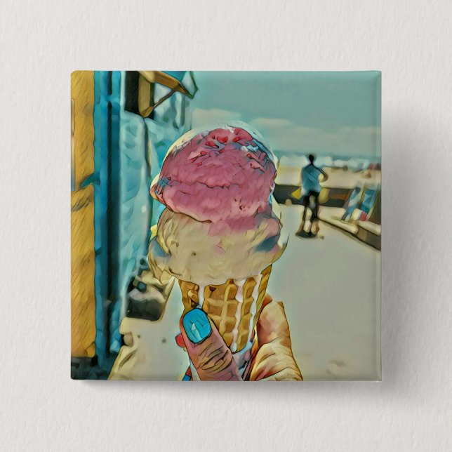 Ice cream flavour 15 cm square badge (Front)