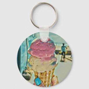 Ice cream flavour key ring