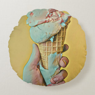 Ice cream flavour round cushion