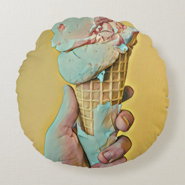 Ice cream flavour round cushion (Front)