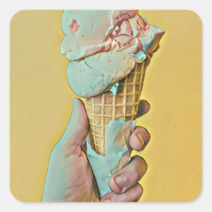 Ice cream flavour square sticker