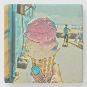 Ice cream flavour stone coaster