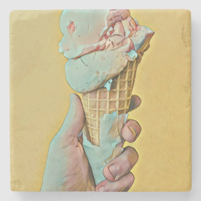 Ice cream flavour stone coaster (Front)