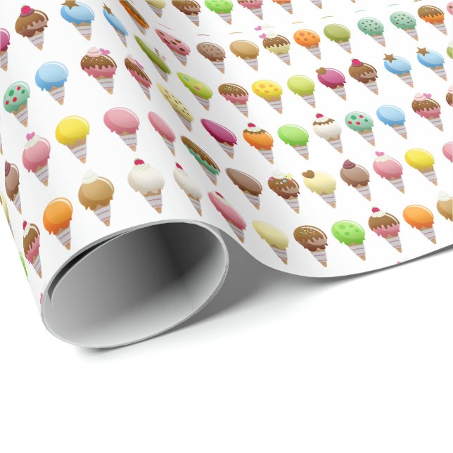 Ice cream Flavours Birthday Wrapping Paper (Roll Corner)