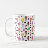Ice cream Flavours Watercolor Pattern Mug