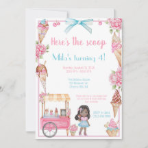 Ice Cream & Floral Birthday Invitation