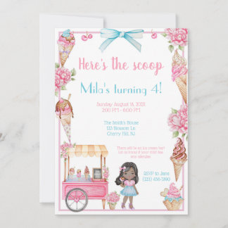 Ice Cream & Floral Birthday Invitation