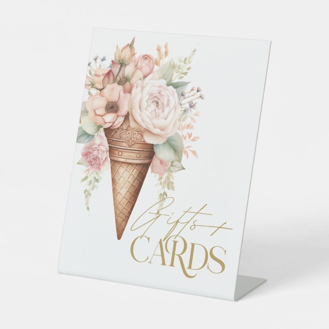 Ice Cream Floral Gifts And Cards Bridal Shower Pedestal Sign (Front)