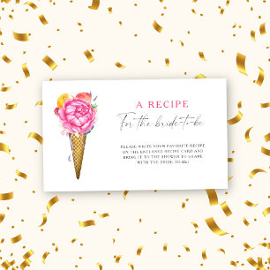 Ice cream Floral Recipe for the bride to be Enclosure Card