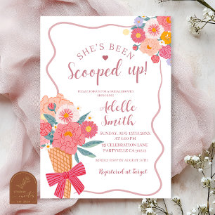 Ice Cream Floral shes been scooped up bridal showe Invitation