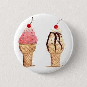 Ice cream food 6 cm round badge