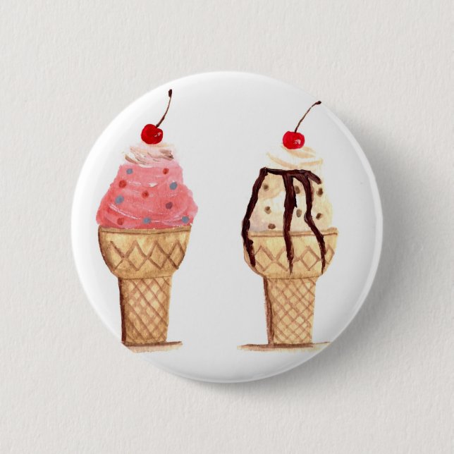 Ice cream food 6 cm round badge (Front)