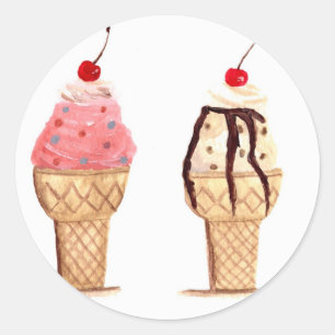 Ice cream food classic round sticker