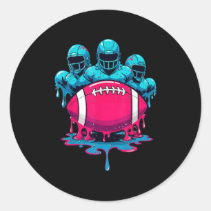 Ice Cream Football Linemen Drip Graphic Funny Game Classic Round Sticker