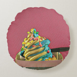 Ice cream for kids round cushion