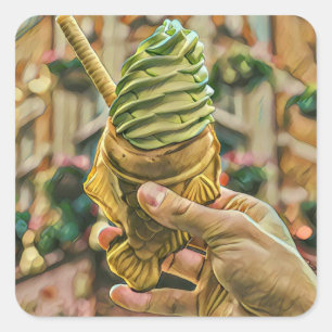 Ice cream for kids square sticker