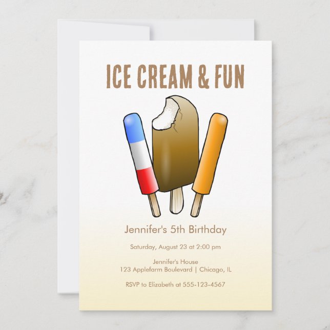 Ice Cream & Fun Birthday Invitation (Front)