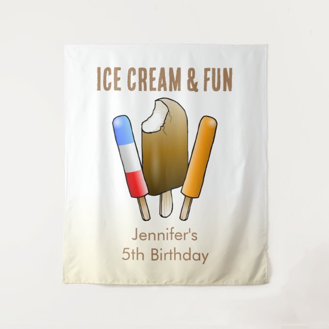 Ice Cream & Fun Birthday Tapestry (Front)