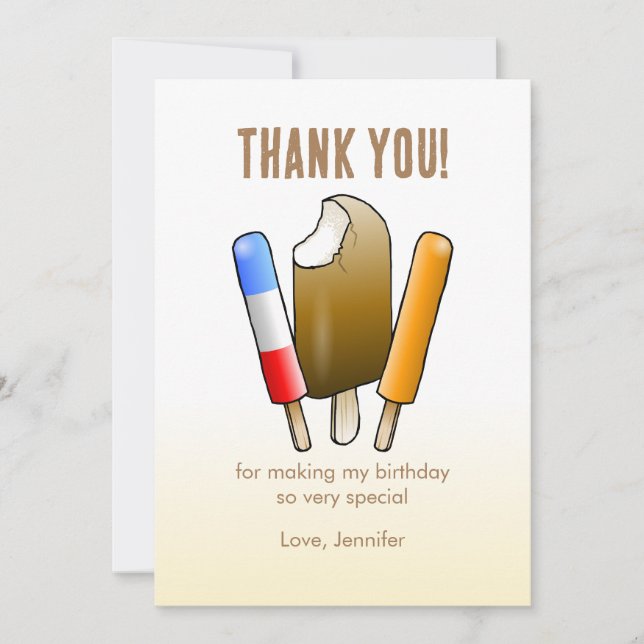 Ice Cream & Fun Birthday Thank You Card (Front)