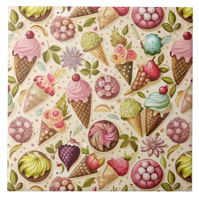 Ice Cream Fun Ceramic Tile (Front)