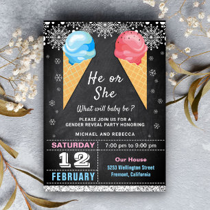 Ice Cream Gender Reveal Party Invitation