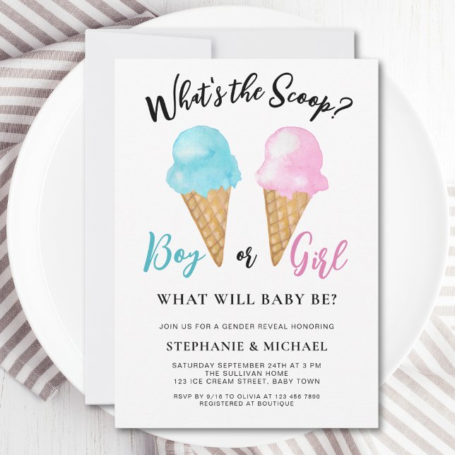 Ice Cream Gender Reveal Party Invitation (Creator Uploaded)