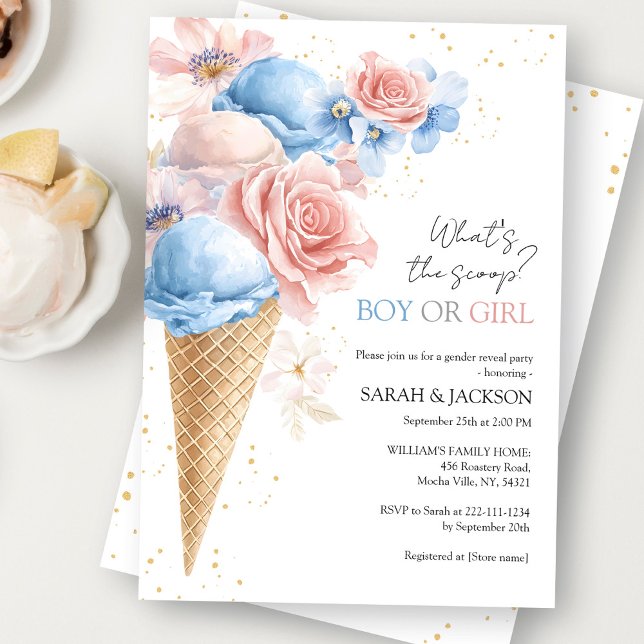 Ice Cream Gender Reveal Party Invitation (Creator Uploaded)