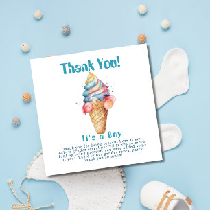 Ice Cream Gender Reveal Party Its a Boy Thank You Card
