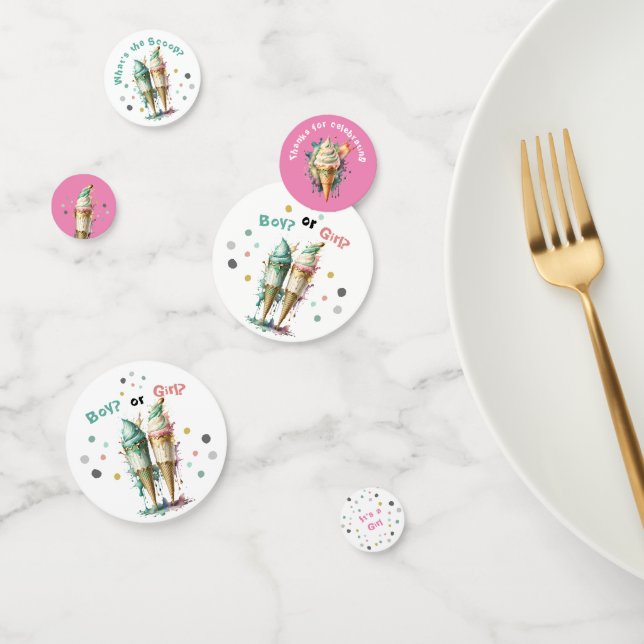Ice Cream Gender Reveal Party Its a Girl Confetti (Group)