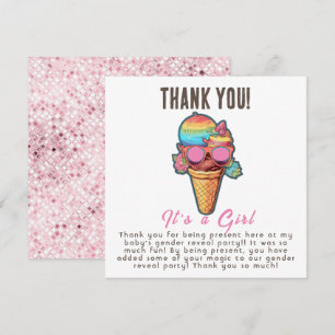 Ice Cream Gender Reveal Party Its a Girl Thank You Card