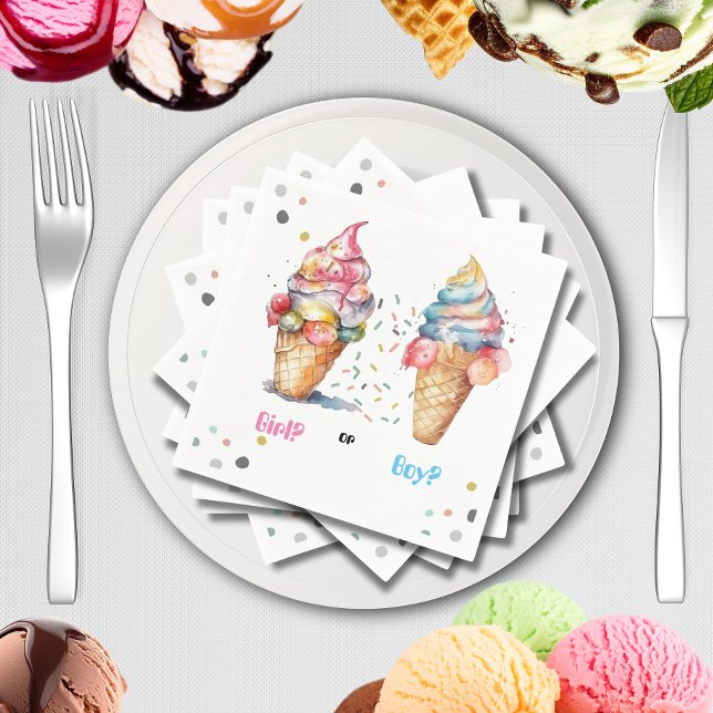 Ice Cream Gender Reveal Party  Napkin (Creator Uploaded)