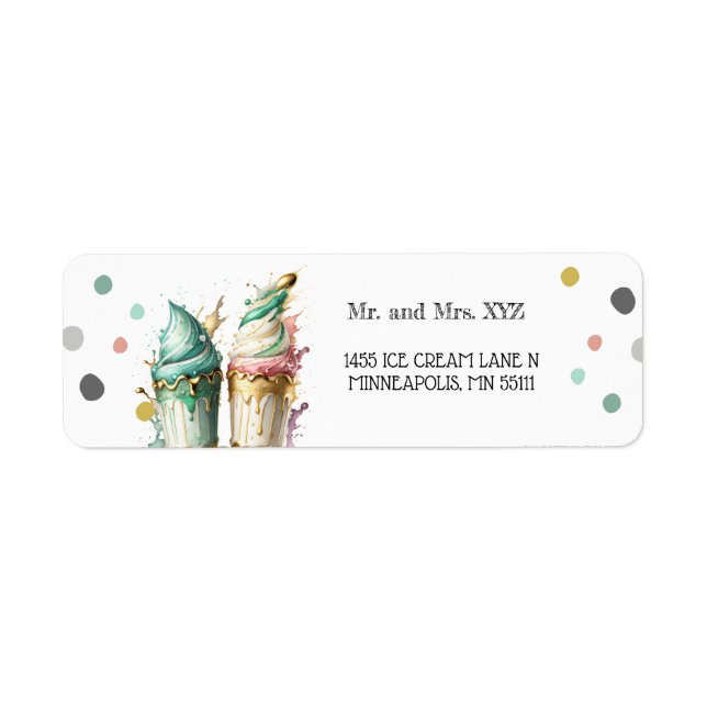 Ice Cream Gender Reveal Party Return Address Label (Front)