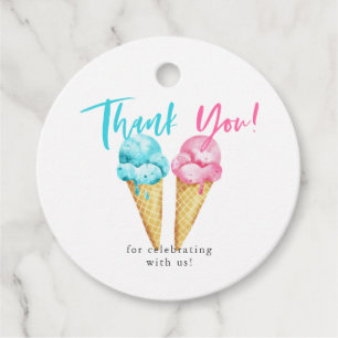 Ice Cream Gender Reveal Party Thank You Favour Tags
