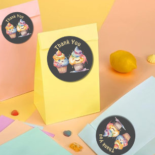 Ice Cream Gender Reveal Thank you Classic Round Sticker