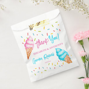 Ice cream gender reveal thank you favour bag