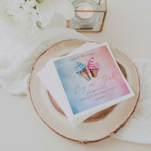 Ice cream Gender Reveal What's The Scoop Napkin (Creator Uploaded)